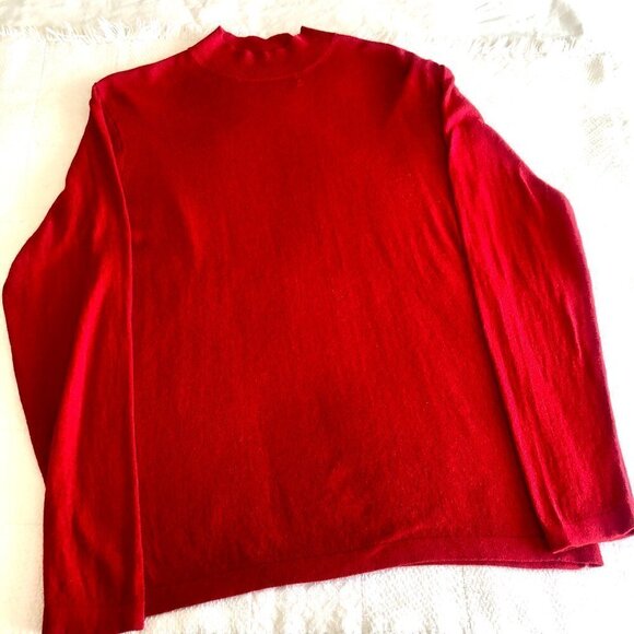 Saturdays NYC Sweater Sean Mock Turtleneck Red Crepe Rib *FLAW* size Medium - Picture 11 of 16